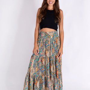 Natural Life Hanna Maxi Skirt in Bright Paisley